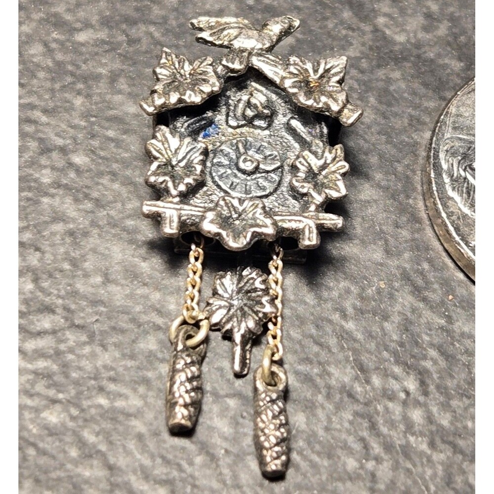 European Cuckoo Clock Vintage 800 Silver Pendant